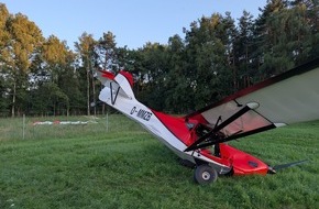 Polizeiinspektion Rotenburg: POL-ROW: Absturz eines Ultraleichtflugzeugs - Pilot leicht verletzt