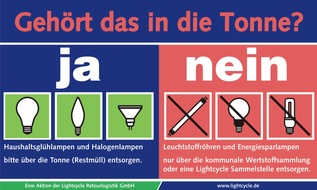 Lightcycle Retourlogistik und Service GmbH: Verboten - aber die wenigsten wissen es: Energiesparlampen gehören nicht in die graue Tonne