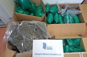 Hauptzollamt Osnabrück: HZA-OS: 34 Kilogramm Marihuana in Kartons versteckt; Osnabrücker Zoll stellt Drogen im Wert von rund 335.000 Euro sicher