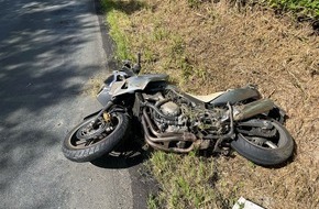 Kreispolizeibehörde Herford: POL-HF: Motorrad kollidiert mit Reh - Bünder überschlägt sich mehrfach