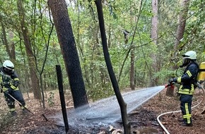 Kreisfeuerwehr Rotenburg (W&uuml;mme): FW-ROW: Schuppen in Waldst&uuml;ck vollst&auml;ndig ausgebrannt