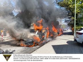 FW-M: Mehrere Pkw nach Brand komplett zerstört (Moosach)