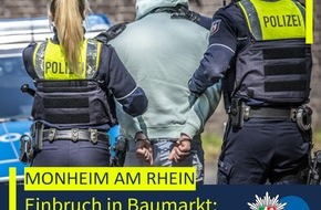 Polizei Mettmann: POL-ME: Einbruch in Baumarkt: Polizei fasst Tatverd&auml;chtigen - 2609042