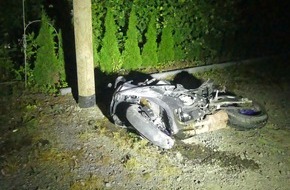 Kreispolizeibeh&ouml;rde Oberbergischer Kreis: POL-GM: Motorrad kollidiert mit Telefonmast