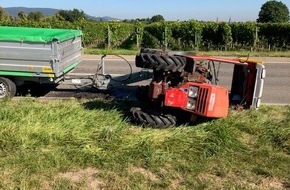 Polizeidirektion Landau: POL-PDLD: Edesheim - Traktor umgekippt