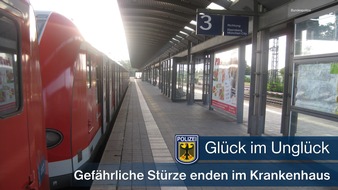 Bundespolizeidirektion München: Bundespolizeidirektion München: Stürze von Bahnsteig und Galerie - Keine schwereren Verletzungen erkennbar