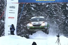 Skoda Auto Deutschland GmbH: Starkes Schweden-Debüt: Wiegand/Christian holen in der WRC 2-Meisterschaft Platz drei (BILD)