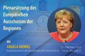 Europäischer Ausschuss der Regionen: Bundeskanzlerin Angela Merkel zur Plenartagung des Europäischen Ausschusses der Regionen am 13. Oktober erwartet