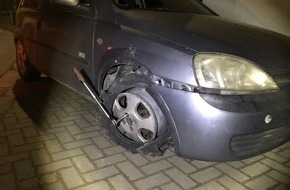 Polizeidirektion Bad Kreuznach: POL-PDKH: Betrunkener PKW-Fahrer fährt nach Abkommen von der Fahrbahn mehrere Kilometer auf beschädigter Felge