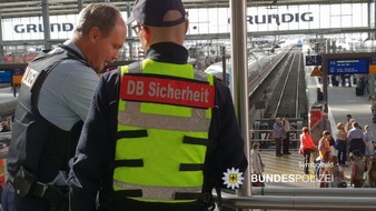 Bundespolizeidirektion München: Bundespolizeidirektion München: DB-Security ins Gesicht gespuckt: Bundespolizei leitet Ermittlungen ein