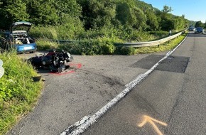 Polizeidirektion Trier: POL-PDTR: Verkehrsunfall mit schwerverletztem Motorradfahrer auf der B419 bei Oberbillig