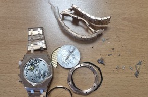 Hauptzollamt Aachen: HZA-AC: Hochwertige Armbanduhr entpuppt sich als Fälschung / Uhr wird unter zollamtlicher Überwachung zerstört