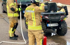 Feuerwehr Weinheim: FW Weinheim: &Uuml;berhitzte Bremsanlage an Quad besch&auml;ftigt Feuerwehr