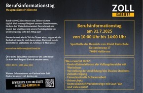 Hauptzollamt Heilbronn: HZA-HN: Zoll Schnuppertag am 31. Juli 2025/ Infoveranstaltung für ausbildungs- und studieninteressierte Jugendliche