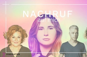 zebra-audio.net GmbH & Co. KG: Die zweite Staffel vom Podcast "Nachruf auf mich" von Jule Lobo u.a. mit Sabine Rückert, Michael Mittermeier und Jennifer Weist startet am 6. Mai 2022.