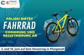 Polizeipräsidium Südhessen: POL-DA: Pfungstadt: Polizei lädt Interessierte im Rahmen des Hessentags zur Fahrradcodierung und Fahrradregistrierung ein