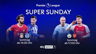 Sky Deutschland: Top drei am Super Sunday: Spitzenspiel ManCity gegen Arsenal sowie Liverpool gegen Brighton - die Premier League an Ostersonntag live bei Sky Sport