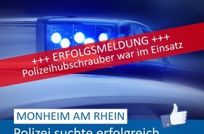 Polizei Mettmann: POL-ME: Hubschraubereinsatz: Erfolgreiche Suche nach vermisster Baumbergerin - Monheim am Rhein - 2303010