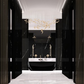 Stil statt Style: „Valencia“ in Edelmessing matt mit schwarzem Marmor von Jörger Design