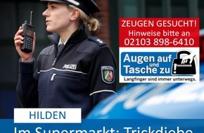 Polizei Mettmann: POL-ME: Tatort Supermarkt: Trickdiebe schlagen gleich zweimal zu - Hilden - 2001113