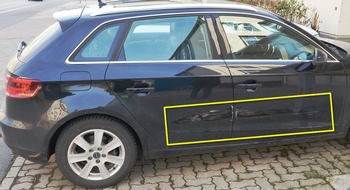 Polizeiinspektion Hameln-Pyrmont/Holzminden: POL-HM: Geparkter Audi auf Marktkauf-Parkplatz angefahren - Verursacher flüchtet mit rotem Fahrzeug