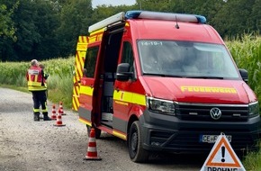 Kreisfeuerwehr Oldenburg: FW-OLL: UAV-Einheiten üben in Huntlosen die Zusammenarbeit - vier Drohnen gleichzeitig in der Luft