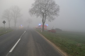 Polizeiinspektion Hildesheim: POL-HI: Bockenem/ Upstedter Kreuz - Nebelunfall fordert einen Verletzten