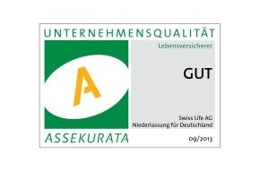 Swiss Life Deutschland: Assekurata zeichnet den Lebensversicherer Swiss Life erneut mit dem Qualitätsurteil "A" aus (BILD)