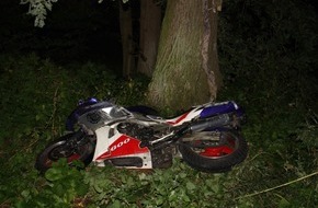 Polizei Coesfeld: POL-COE: Dülmen, Merfeld, L600/Herrenloses Motorrad nach Unfall. Hubschrauber im Einsatz
