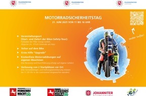 Polizeiinspektion Northeim: POL-NOM: Gemeinsame Pressemitteilung der Polizeiinspektionen Göttingen und Northeim sowie der Polizeidirektion Göttingen anlässlich des "Motorradsicherheitstages" am 21. Juni 2025 in Osterode am Harz