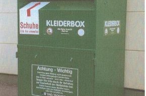 Polizeidirektion Flensburg: POL-FL: Schleswig - Zeugenaufruf : Altkleidercontainer entwendet