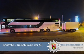 Polizeidirektion Neustadt/Weinstraße: POL-PDNW: Polizeiautobahnstation Ruchheim - Erneute Kontrolle im Reiseverkehr Weiterfahrt eines Busses nach Paris untersagt