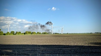 Polizeiinspektion Rotenburg: POL-ROW: ++ Bremervörde - Iselersheim: Brand einer Windkraftanlage ++