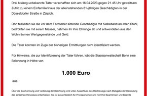 Kreispolizeibehörde Euskirchen: POL-EU: Nachtrag zu Raub auf Seniorin: 1.000 Euro Belohnung für Hinweise ausgelobt