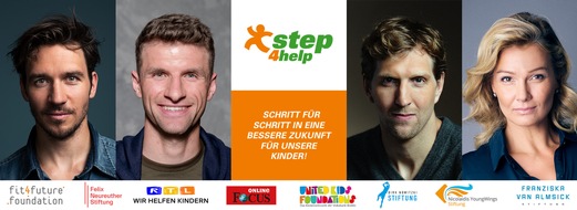 step4help - Startschuss für den großen Charity-Walk / Superstars des Sports bringen unsere Kinder nach Corona wieder in Bewegung