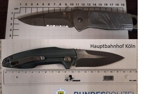 Bundespolizeidirektion Sankt Augustin: BPOL NRW: Vor der Waffenverbotszone am kommenden Wochenende: Bundespolizei stellt zwei Einhandmesser sicher