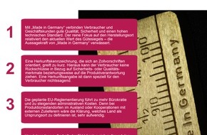 Deutsche Gesellschaft für Qualität - DGQ: EU-Abstimmung zu Herkunftsvorgaben am 15. April: "Made in Germany" in Gefahr (FOTO)