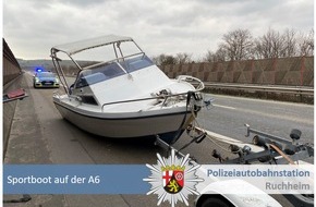 Polizeidirektion Neustadt/Weinstraße: POL-PDNW: Polizeiautobahnstation Ruchheim - Anhänger erleidet Schiffbruch auf der A6