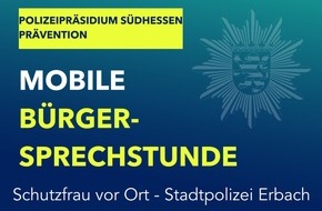 Polizeipräsidium Südhessen: POL-DA: Erbach: Mobile Bürgersprechstunde der Polizei