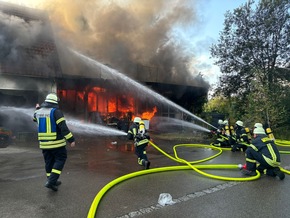 KFV Bodenseekreis: Großbrand in Obereisenbach zerstört Werkstatt und Wohnhaus