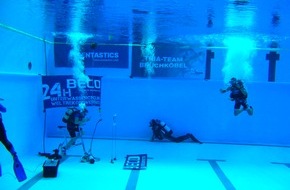 REKORD-INSTITUT für DEUTSCHLAND: Neuer RID-Weltrekord: Extremsportler-Team um RID-Weltrekordhalter Dirk Leonhardt erzielt Bestleistung – »größte 24-Stunden-Distanz eines 10er Teams im Unterwasser-Cycling« (133,93 km)