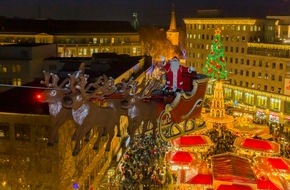 Bochum Marketing GmbH: Weihnachtliche Hochseilstuntshow in Bochum / Der "Fliegende Weihnachtsmann" geht zum zehnten Mal in die Luft - Bochum Marketing und Falko Traber feiern Jubiläum