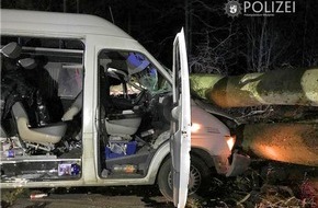 Polizeipräsidium Westpfalz: POL-PPWP: Transporter prallt gegen umgestürzten Baum