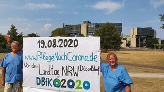 Deutscher Berufsverband für Pflegeberufe (DBfK) Nordwest e.V.: #PflegeNachCorona: Aktion am Düsseldorfer Landtag