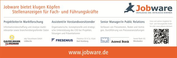 Jobware GmbH: Jobware bringt Stellenanzeigen in die F.A.Z. / Kooperation im Stellenmarkt für Fach- und Führungskräfte (BILD)