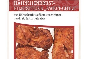 Lidl: Der Hersteller SK Meat-Vertriebs GmbH informiert über die Angabe eines falschen Verbrauchsdatums auf dem Produkt "Hähnchenbrust-Filetstücke Sweet-Chili, 150 g"