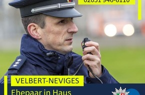 Polizei Mettmann: POL-ME: Ehepaar &uuml;berfallen: Polizei ermittelt - 2607037