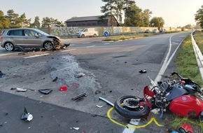 Polizeiinspektion Gifhorn: POL-GF: Verkehrsunfall mit schwerverletztem Motorradfahrer