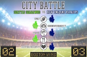 Urlaubsguru GmbH: Super Bowl in den USA: Städte-Battle zwischen Seattle und Boston ist bei Urlaubsguru.de schon entschieden! / Gute Karten für New England Patriots / Fun Facts zum weltweiten Großereignis