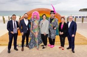 Sydney WorldPride: Riesige Regenbogen-Sandskulptur in Sydney läutet die letzten 100 Tage bis zum Sydney WorldPride ein